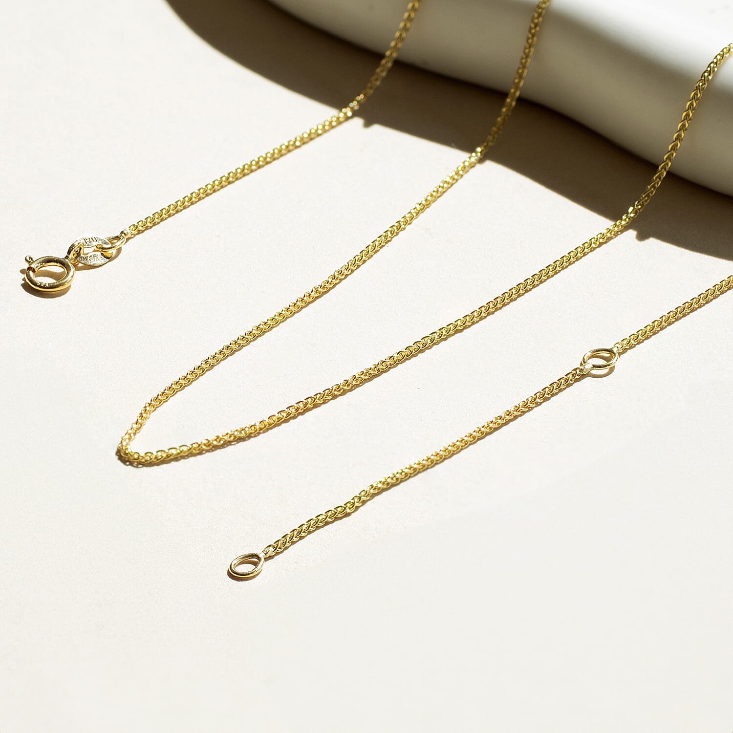 9K Yellow Gold Spiga Chain With Spring Ring Clasp (Size - 20)