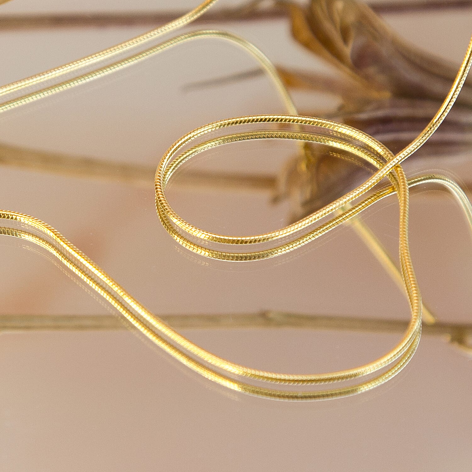 9K Yellow Gold Round Snake Chain With Spring Ring Clasp (Size - 16)