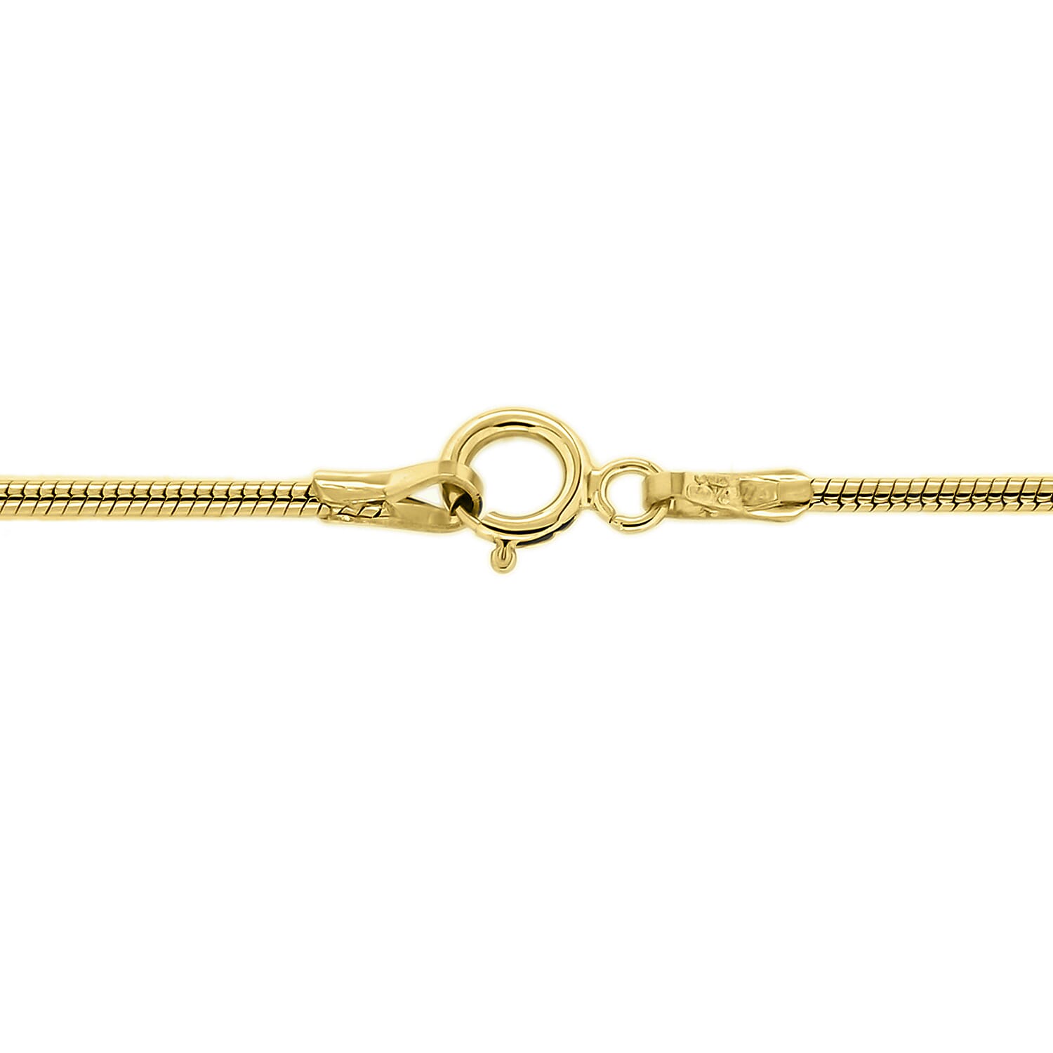 9K Yellow Gold Round Snake Chain With Spring Ring Clasp (Size - 16)