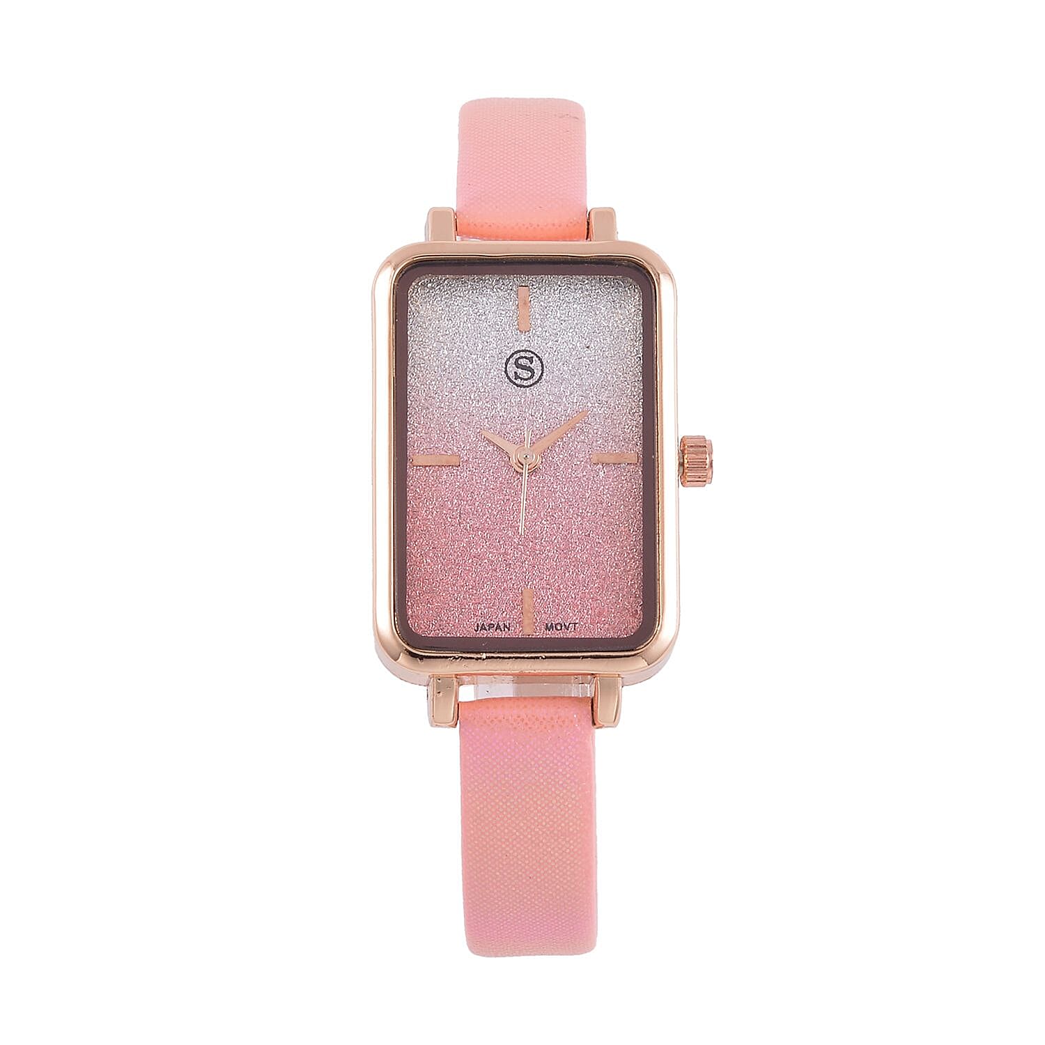 STRADA Japanese Movement Pink Stardust Dial Water Resistant Ladies Watch With Pink Leatherette Strap