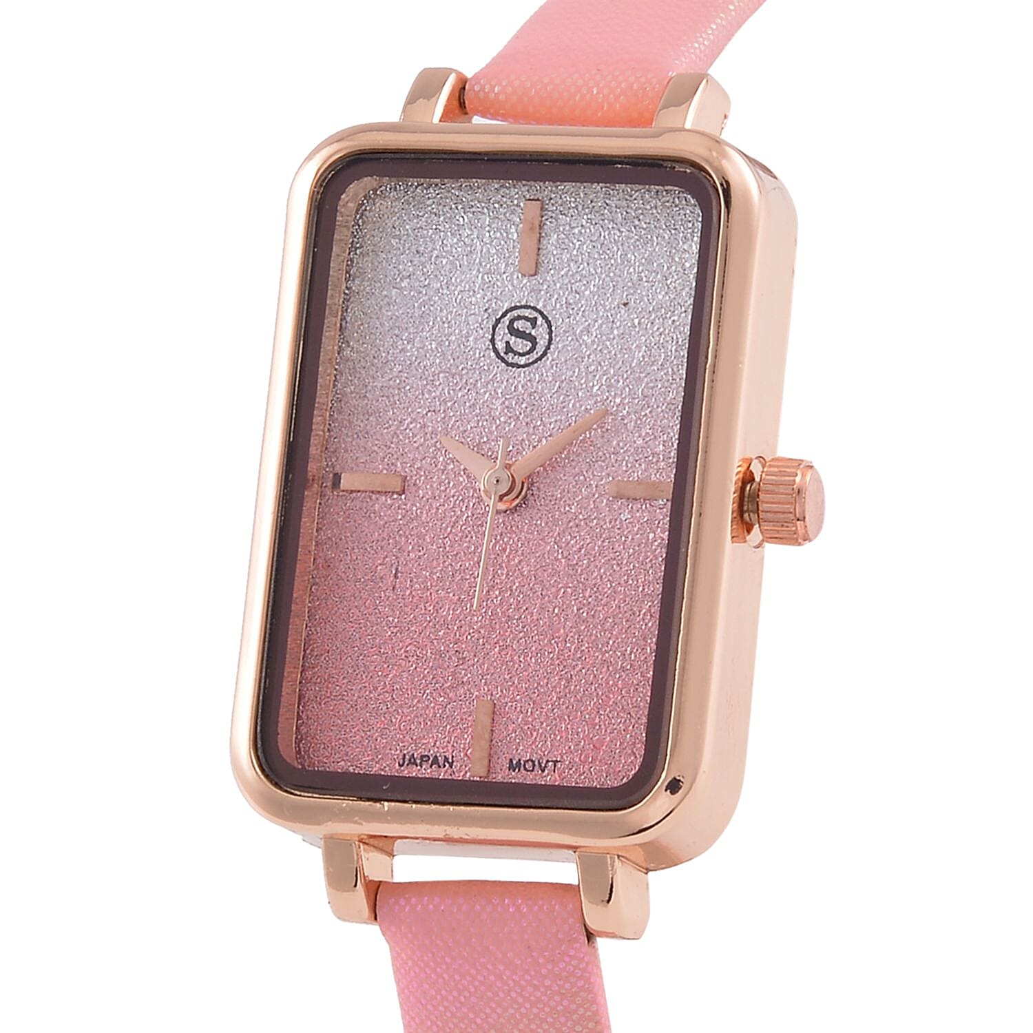 STRADA Japanese Movement Pink Stardust Dial Water Resistant Ladies Watch With Pink Leatherette Strap