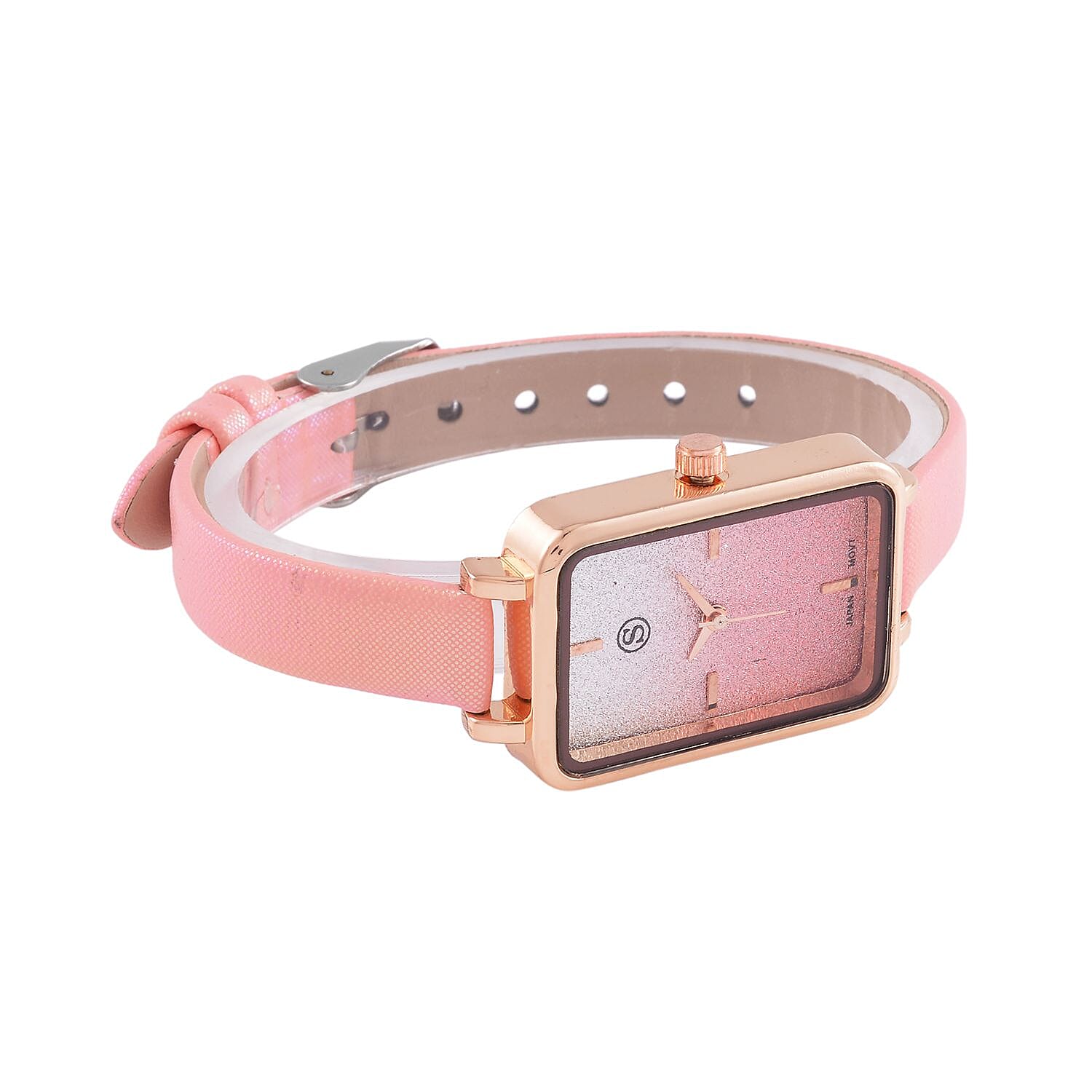 STRADA Japanese Movement Pink Stardust Dial Water Resistant Ladies Watch With Pink Leatherette Strap