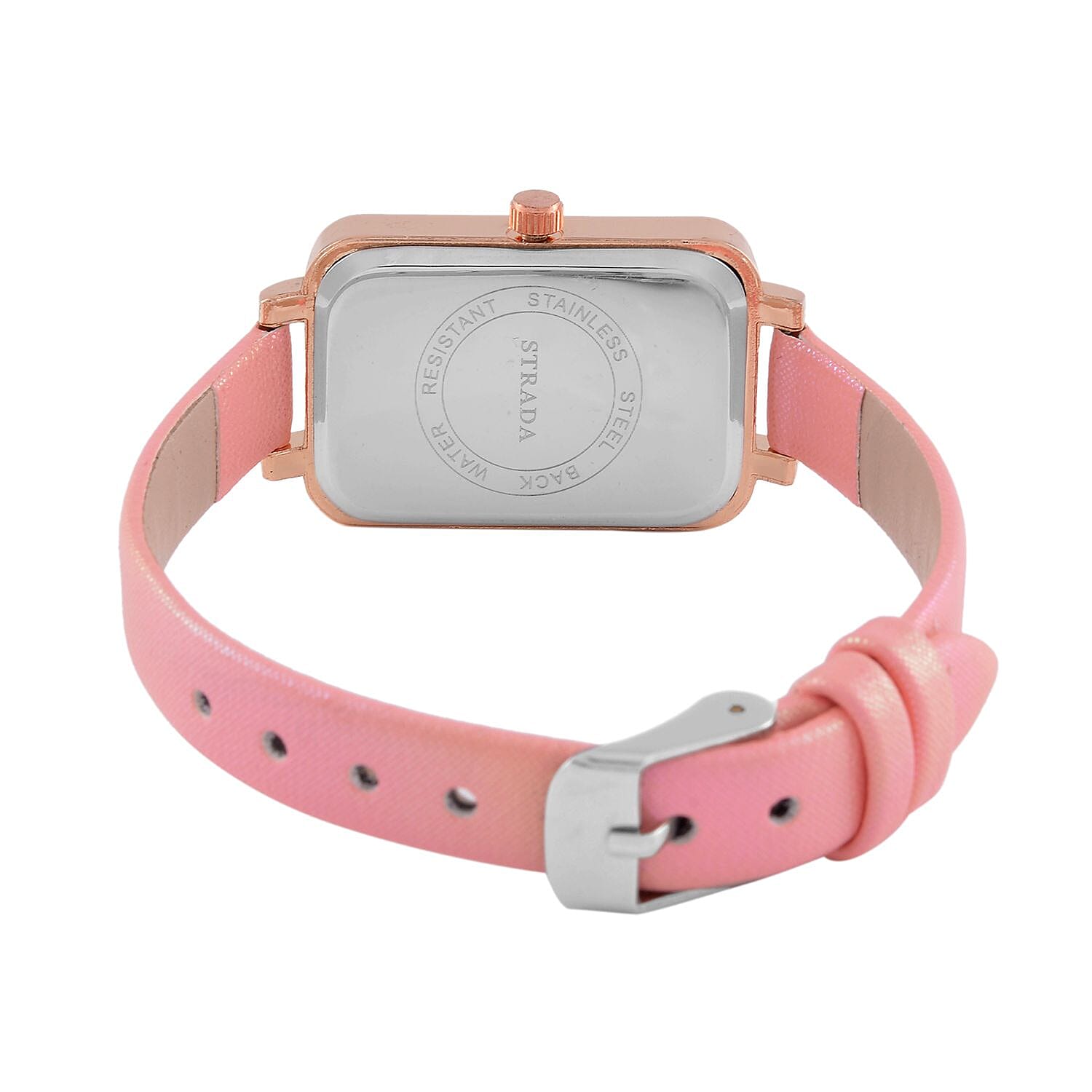 STRADA Japanese Movement Pink Stardust Dial Water Resistant Ladies Watch With Pink Leatherette Strap