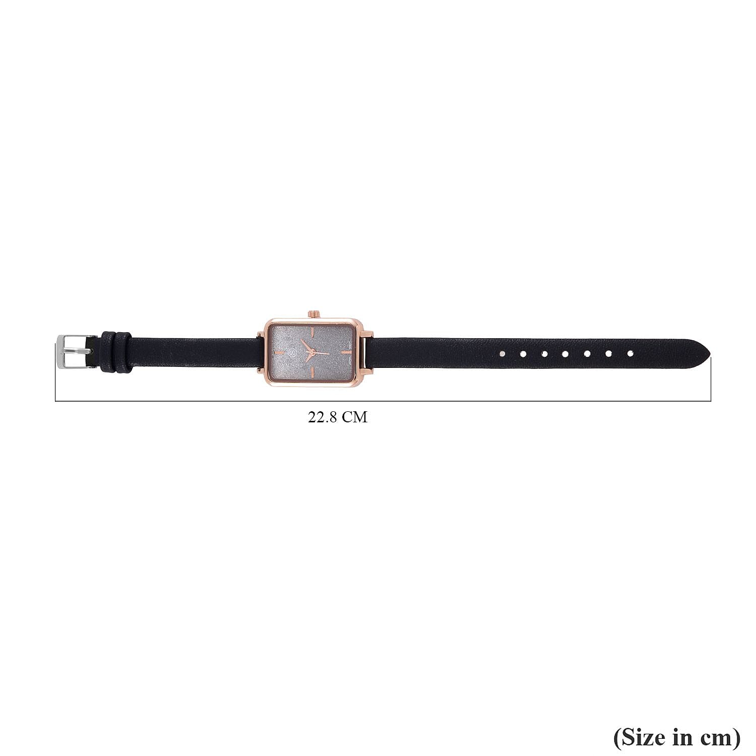 STRADA Japanese Movement Black Stardust Dial Water Resistant Ladies Watch With Black Leatherette Strap