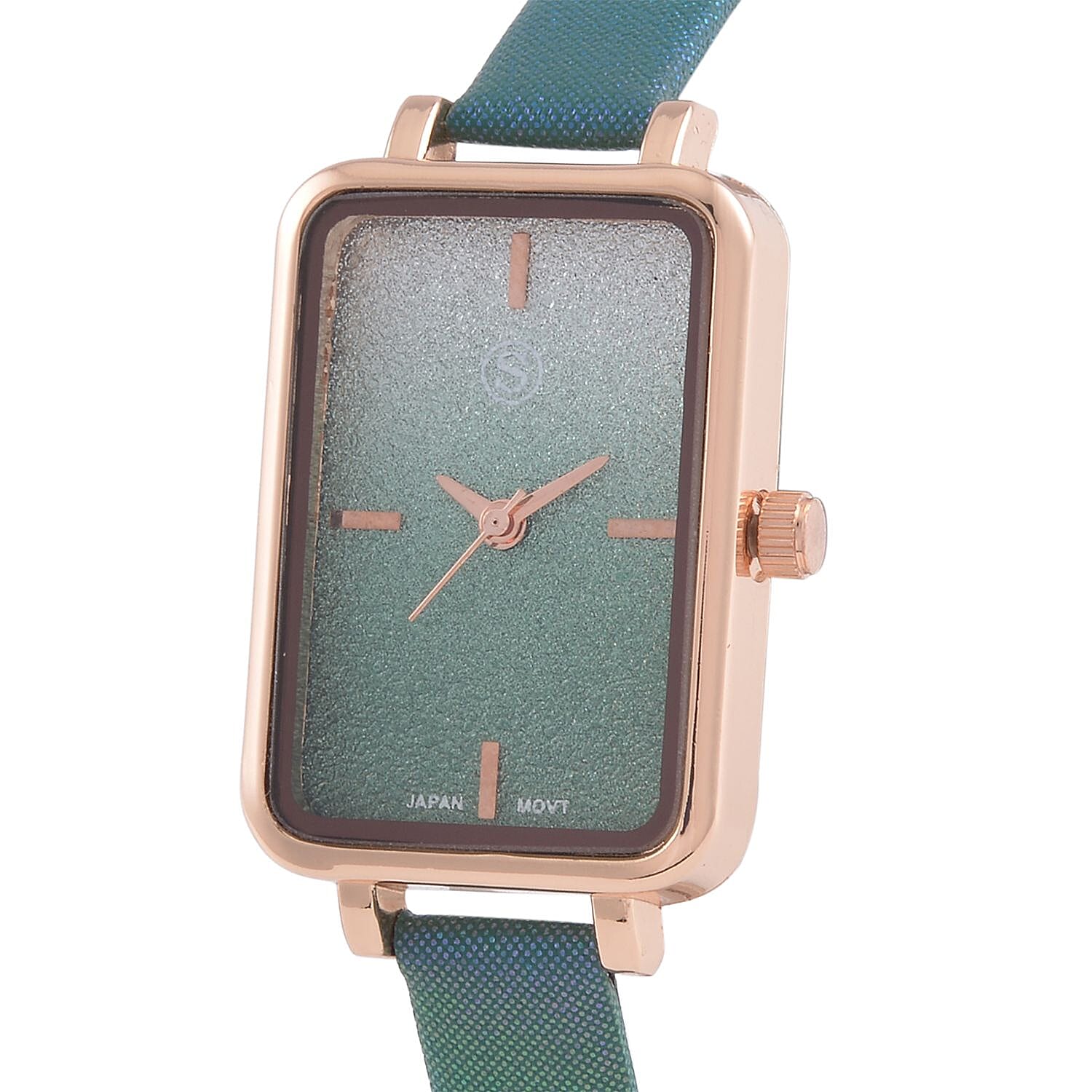 STRADA Japanese Movement Green Stardust Dial Water Resistant Ladies Watch With Green Leatherette Strap