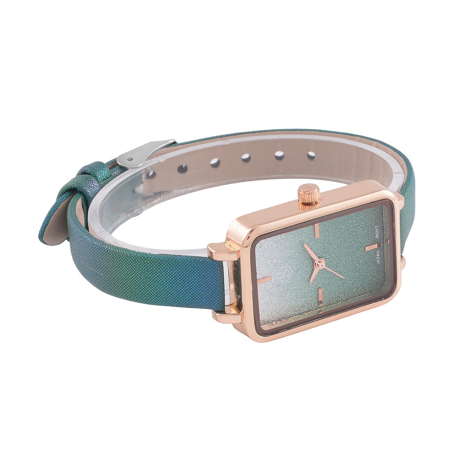 STRADA Japanese Movement Green Stardust Dial Water Resistant Ladies Watch With Green Leatherette Strap