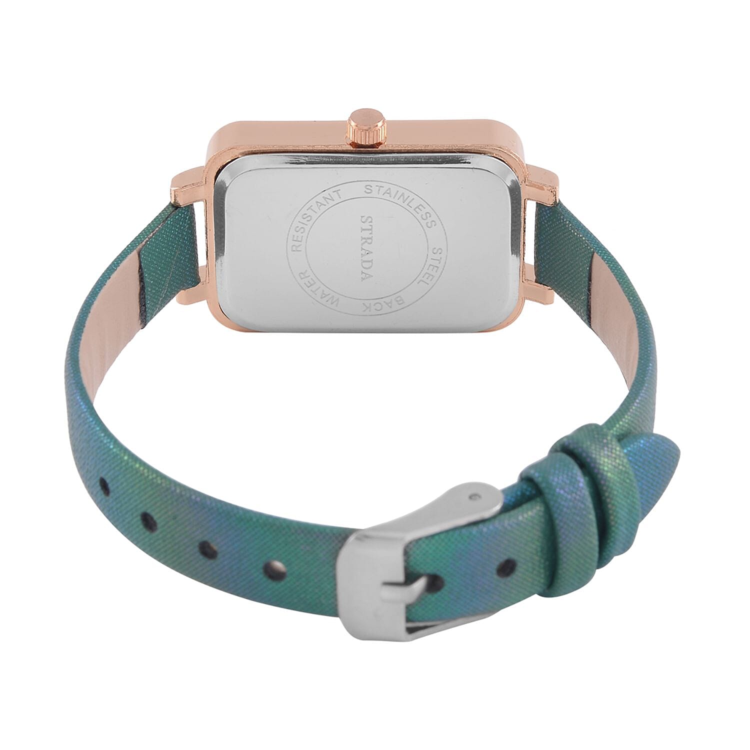 STRADA Japanese Movement Green Stardust Dial Water Resistant Ladies Watch With Green Leatherette Strap
