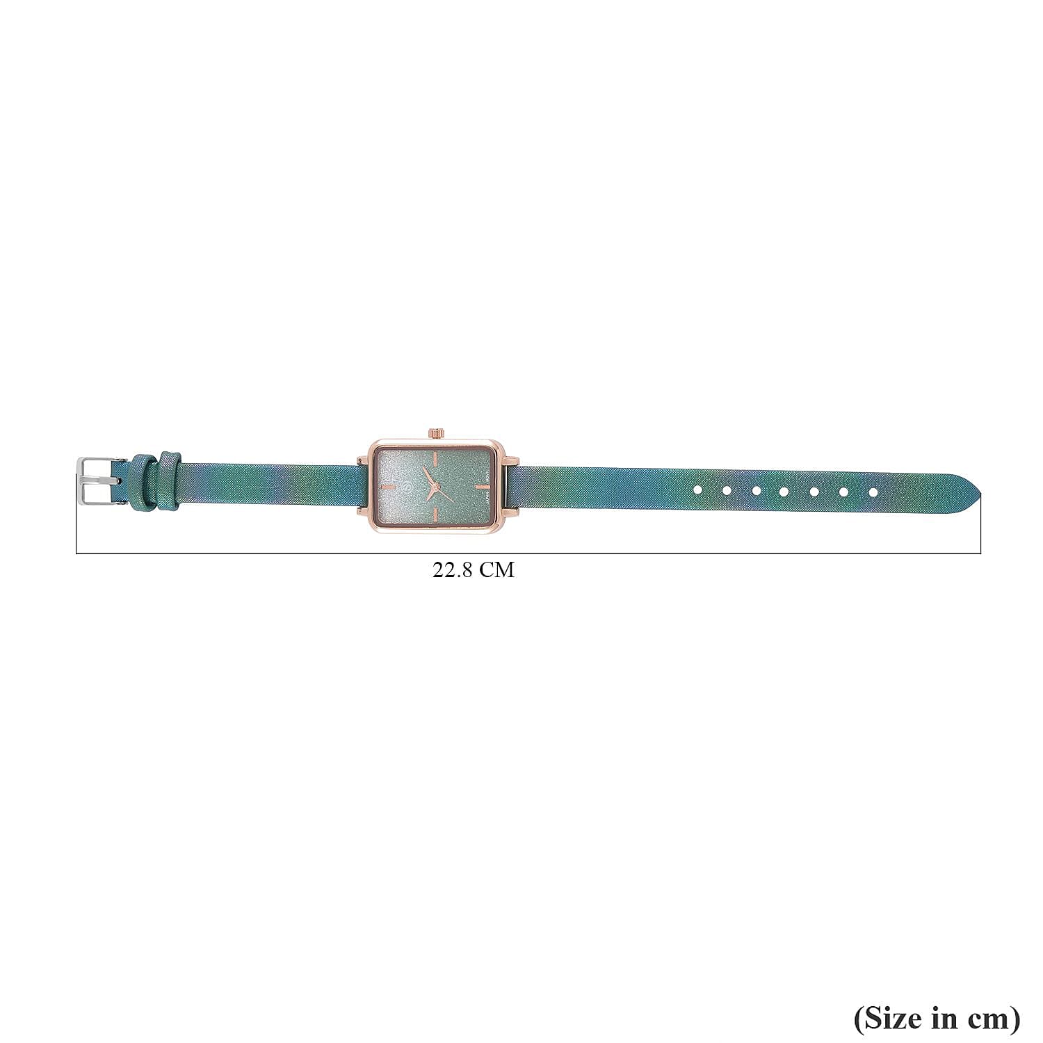 STRADA Japanese Movement Green Stardust Dial Water Resistant Ladies Watch With Green Leatherette Strap