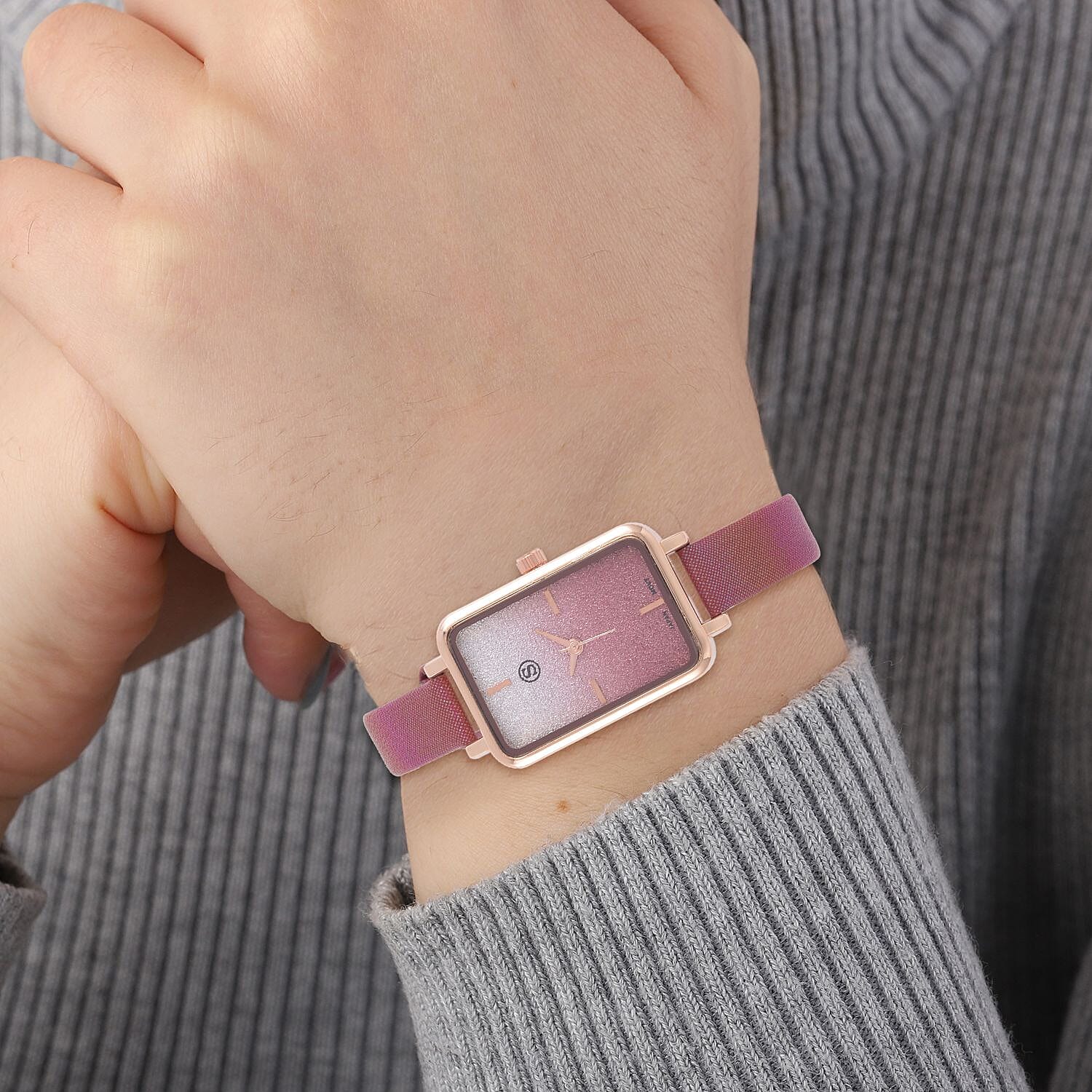 STRADA Japanese Movement Red Stardust Dial Water Resistant Ladies Watch With Red Leatherette Strap