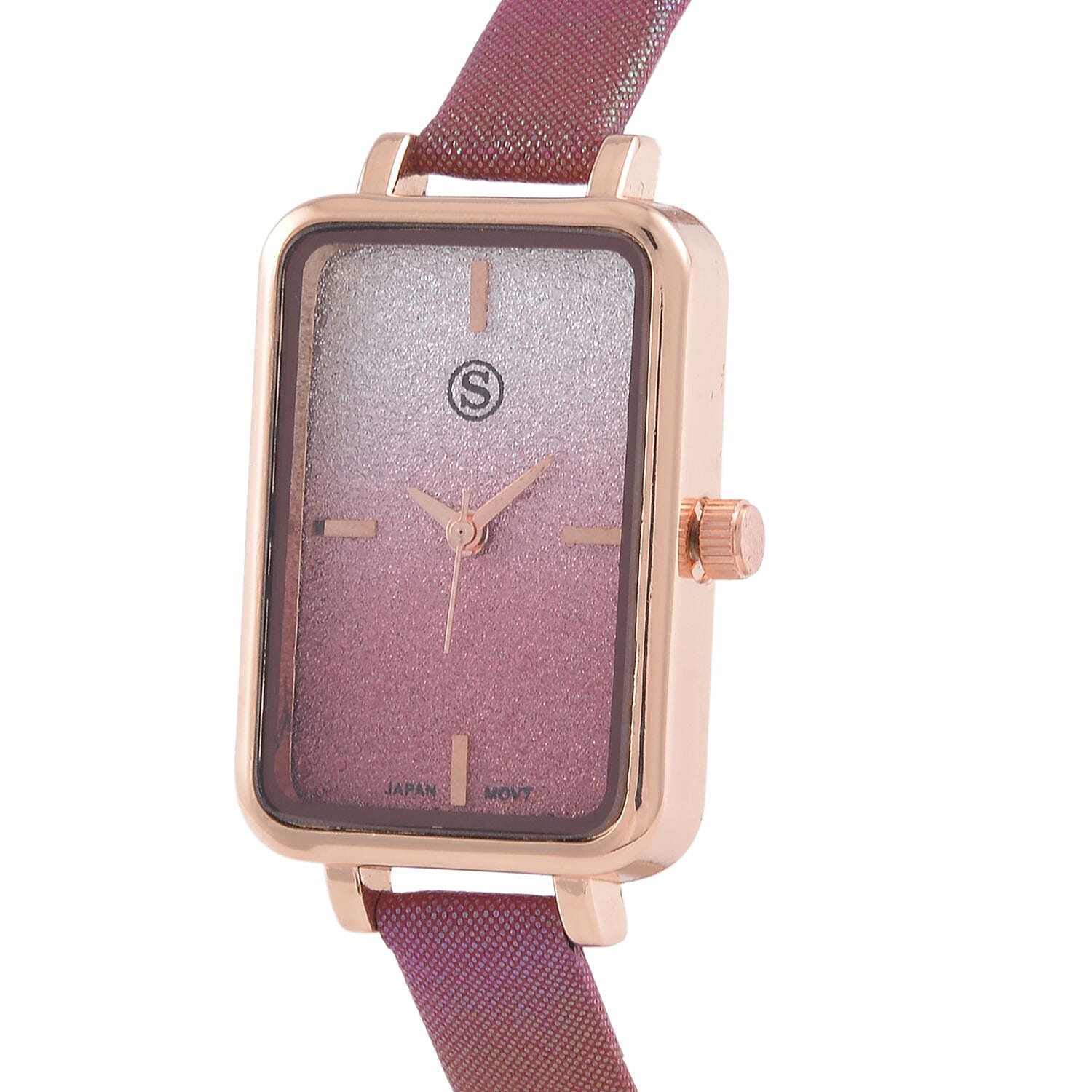 STRADA Japanese Movement Red Stardust Dial Water Resistant Ladies Watch With Red Leatherette Strap