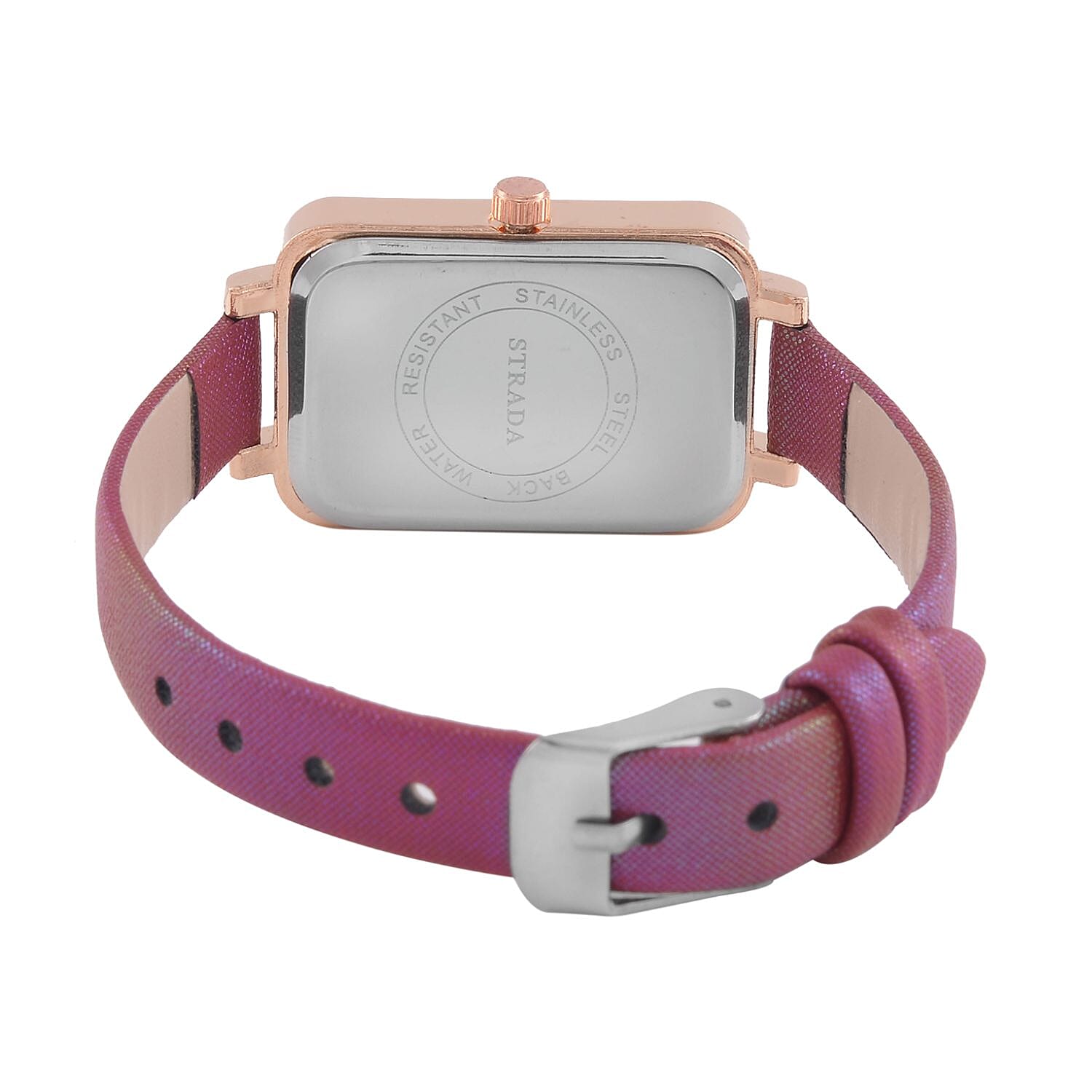 STRADA Japanese Movement Red Stardust Dial Water Resistant Ladies Watch With Red Leatherette Strap