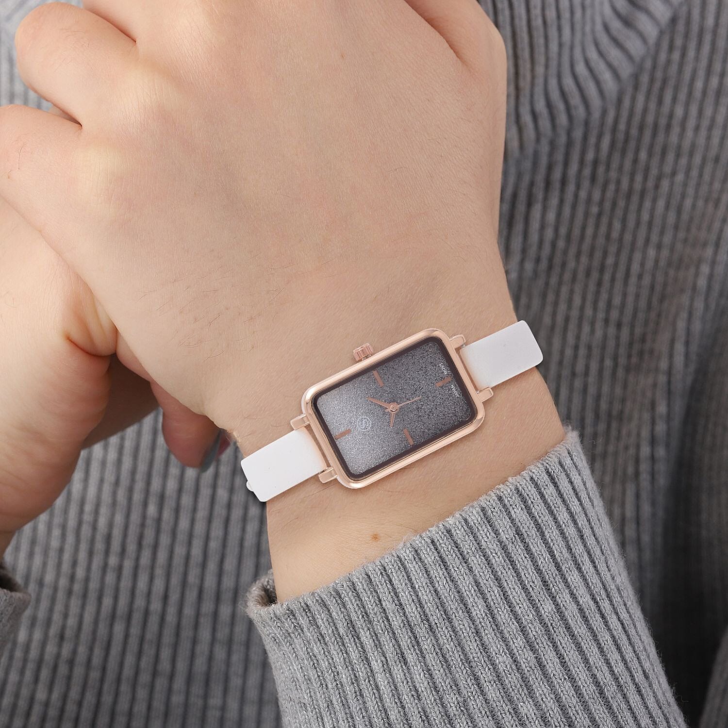 STRADA Japanese Movement White Stardust Dial Water Resistant Ladies Watch With White Leatherette Strap