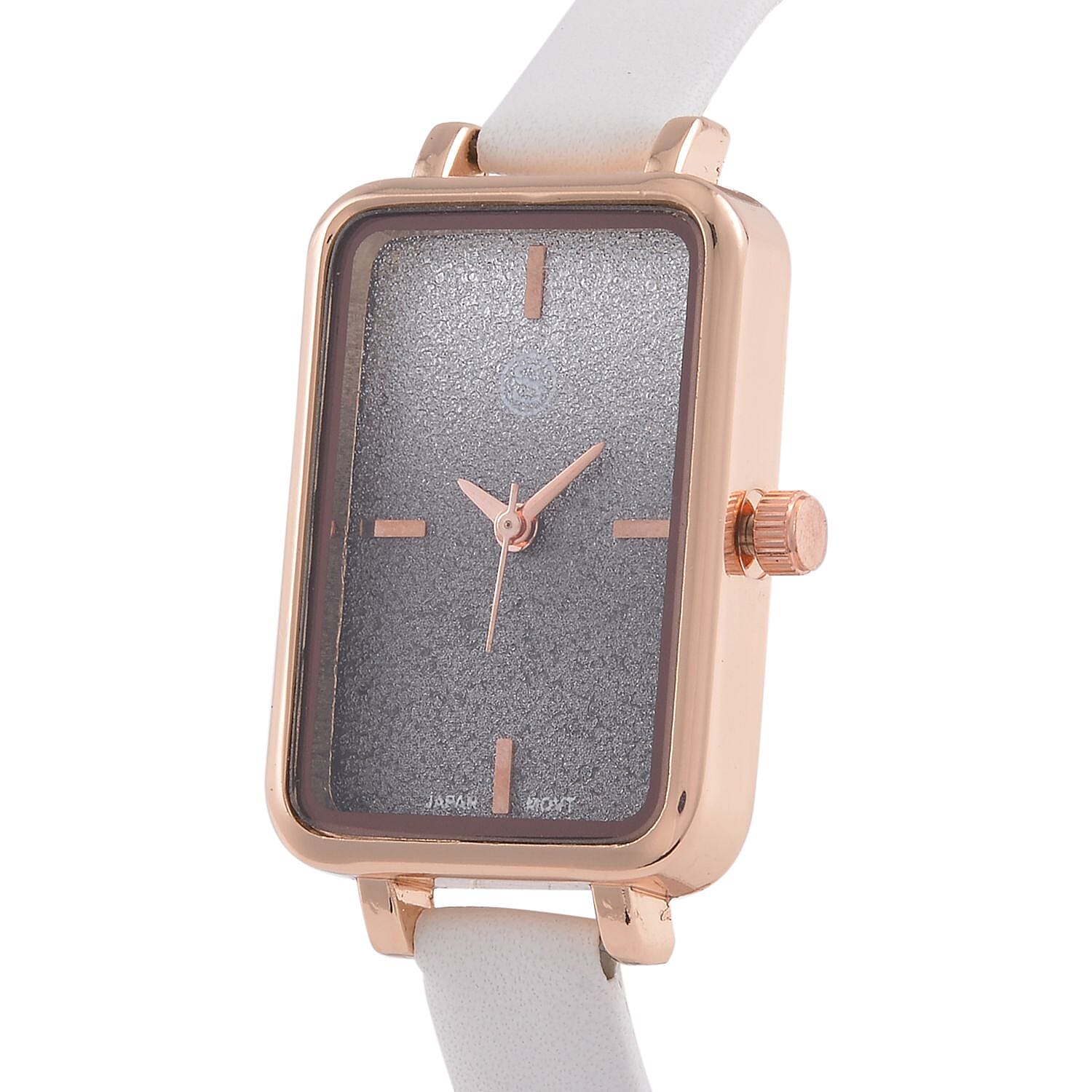 STRADA Japanese Movement White Stardust Dial Water Resistant Ladies Watch With White Leatherette Strap