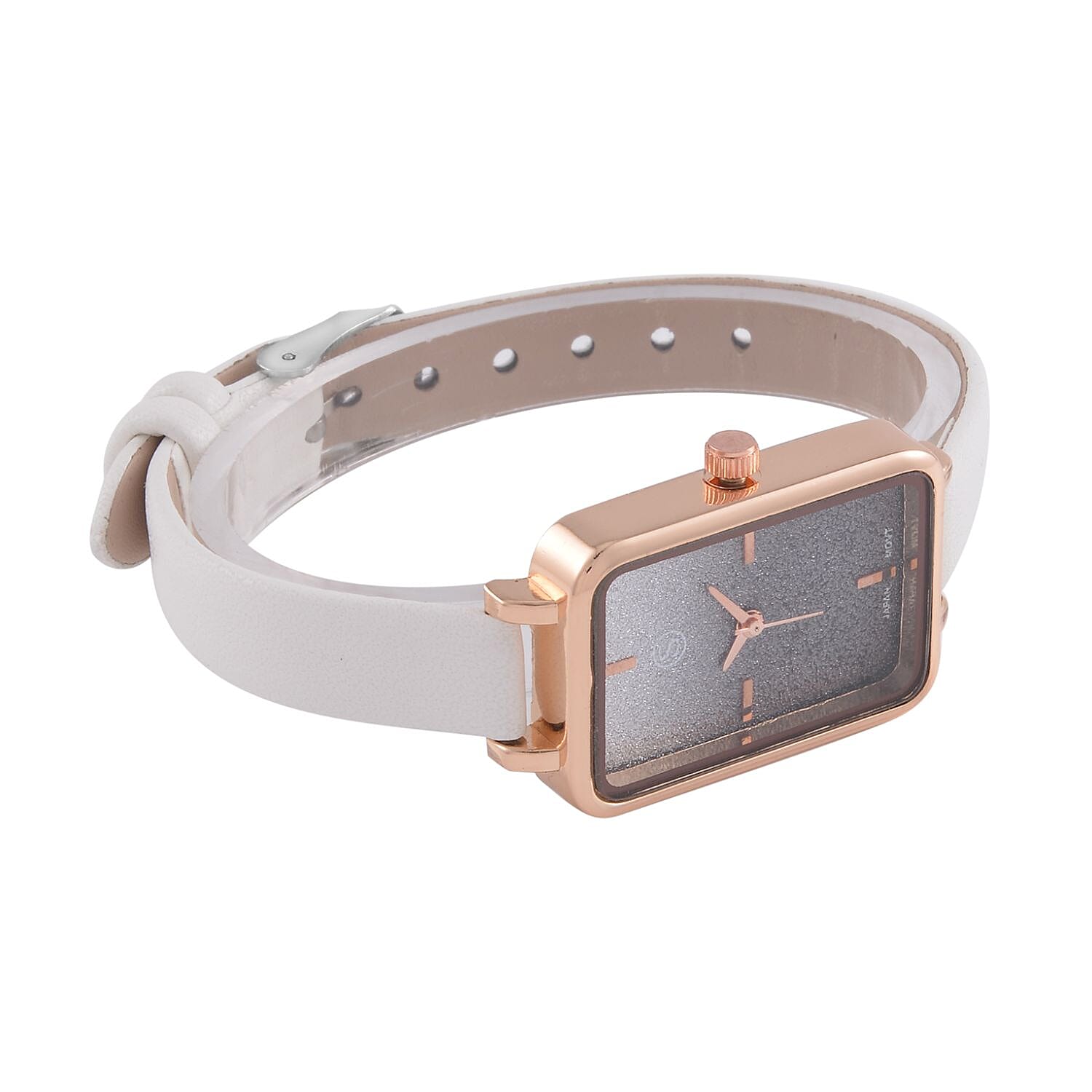 STRADA Japanese Movement White Stardust Dial Water Resistant Ladies Watch With White Leatherette Strap