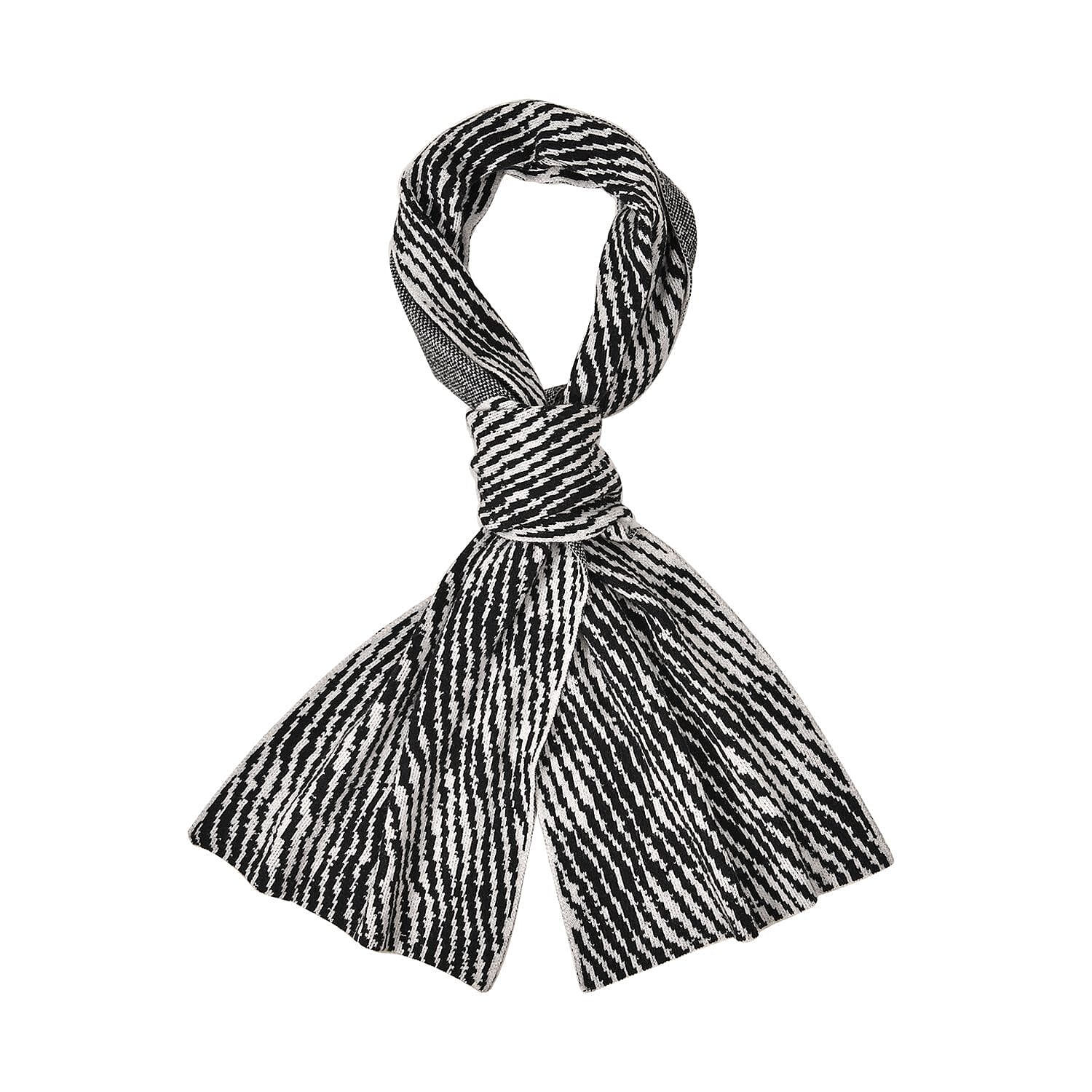 Closeout Deal - Stylish Knitted Scarf (One Size, 172x31 cm) - Black & White