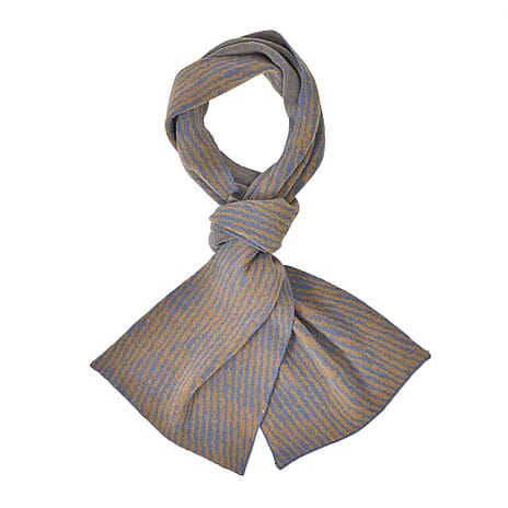 Closeout Deal - Stylish Knitted Scarf (One Size, 172x31 cm) - Blue & Mustard