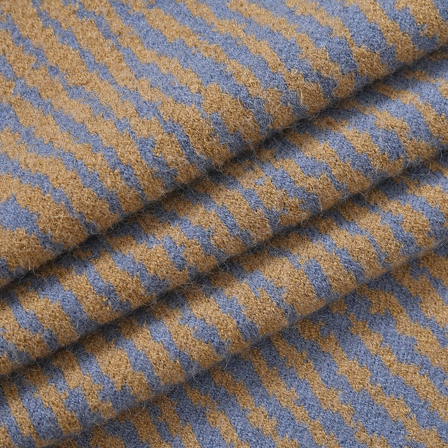 Closeout Deal - Stylish Knitted Scarf (One Size, 172x31 cm) - Blue & Mustard