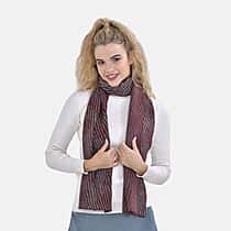Closeout Deal - Stylish Knitted Scarf (One Size, 172x31 cm) - Burgundy & Light Grey