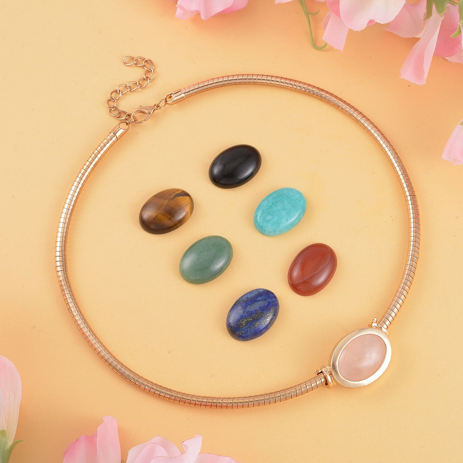 Multi Gemstone Interchangable Necklace (Size - 18-2 inch Ext.) in Yellow Gold Tone 160.00 Ct