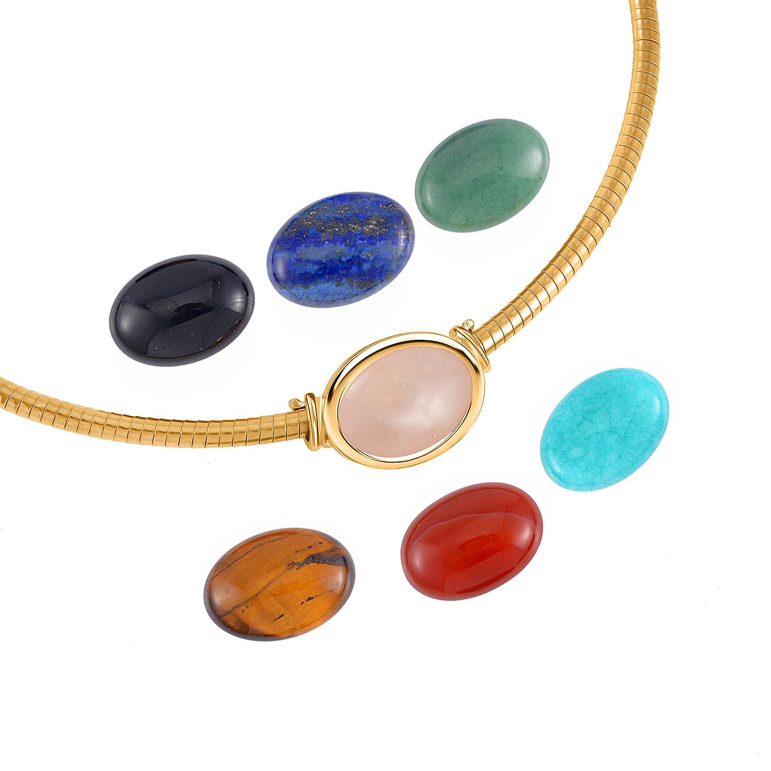 Multi Gemstone Interchangable Necklace (Size - 18-2 inch Ext.) in Yellow Gold Tone 160.00 Ct