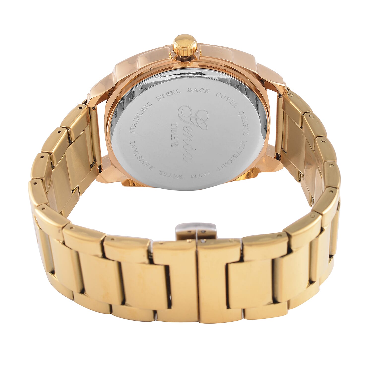 GENOA TIME V2 Double Calender Quartz Movement Gold Sunshine Dial 3 ATM Water Resistant Watch With Stainless Steel Chain Strap