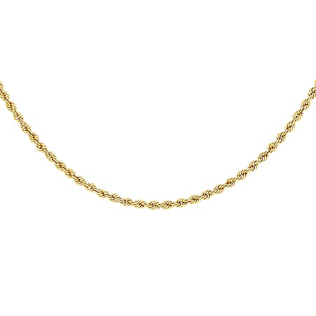 9K Yellow Gold 3.2 MM Rope Chain With Spring Ring Clasp 30 Inch Polished