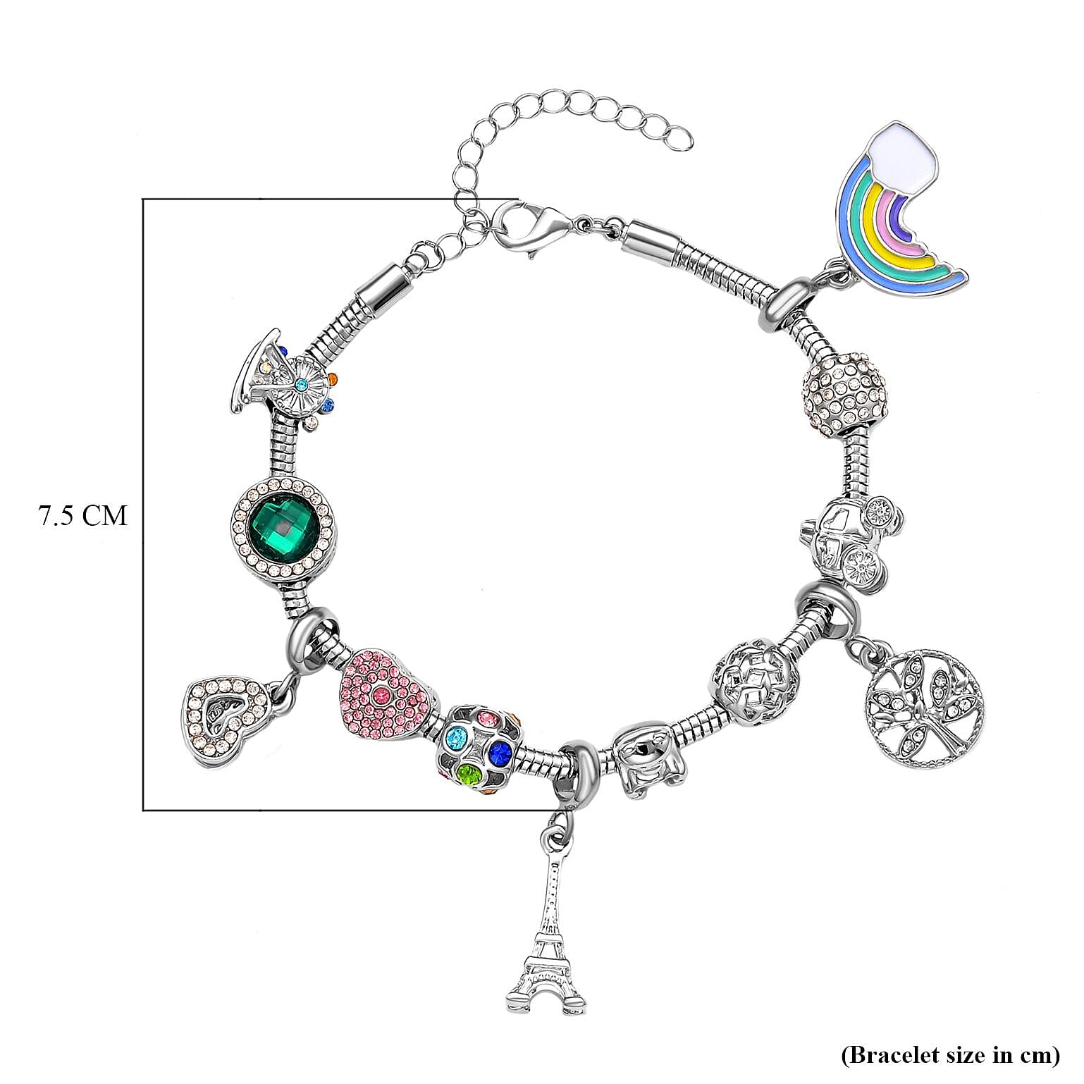 Bangkok CloseOut- Gift Set Multi Colour 12 Charms Bracelet (Size-7.5 - 2)
