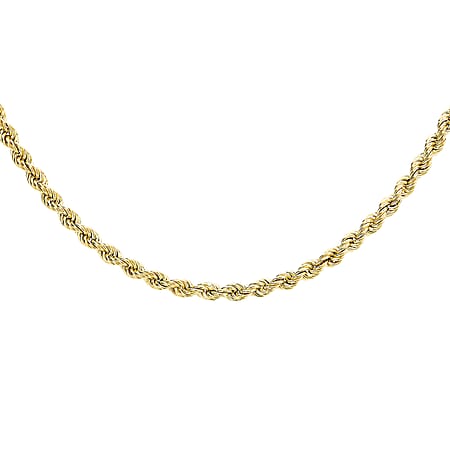 9K Yellow Gold 3.5 MM Rope Chain With Spring Ring Clasp 16 Inch Polished