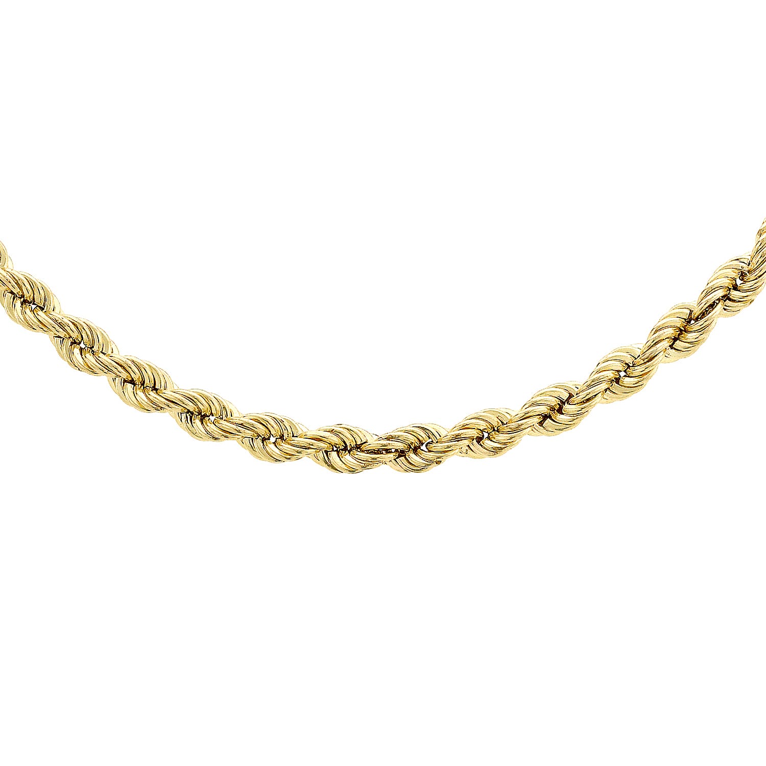 9K Yellow Gold Rope Chain With Spring Ring Clasp (Size - 16)