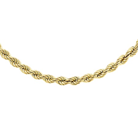 9K Yellow Gold 3.8 MM Rope Chain With Spring Ring Clasp 16 Inch Polished