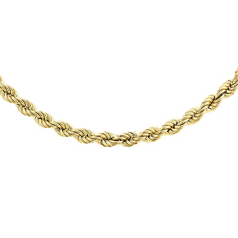 9K Yellow Gold Rope Chain With Spring Ring Clasp (Size - 16)