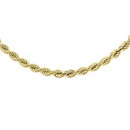 9K Yellow Gold 3.8 MM Rope Chain With Spring Ring Clasp 18 Inch Polished