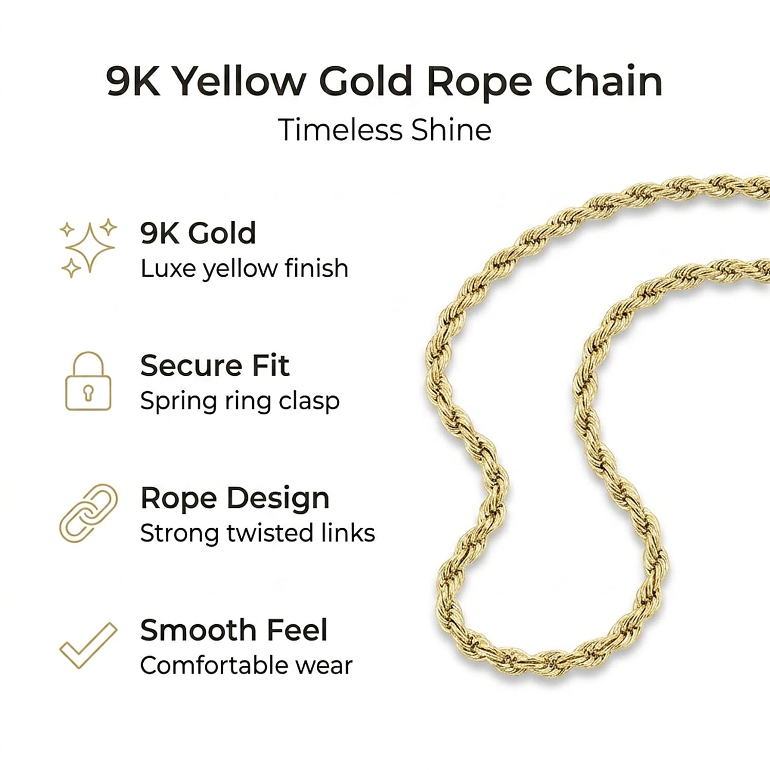 9K Yellow Gold  Chain (Size - 24),  Gold Wt. 8.2 Gms