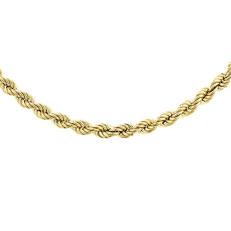 9K Yellow Gold 3.8MM Rope Chain with Spring Ring Clasp 24 Inch