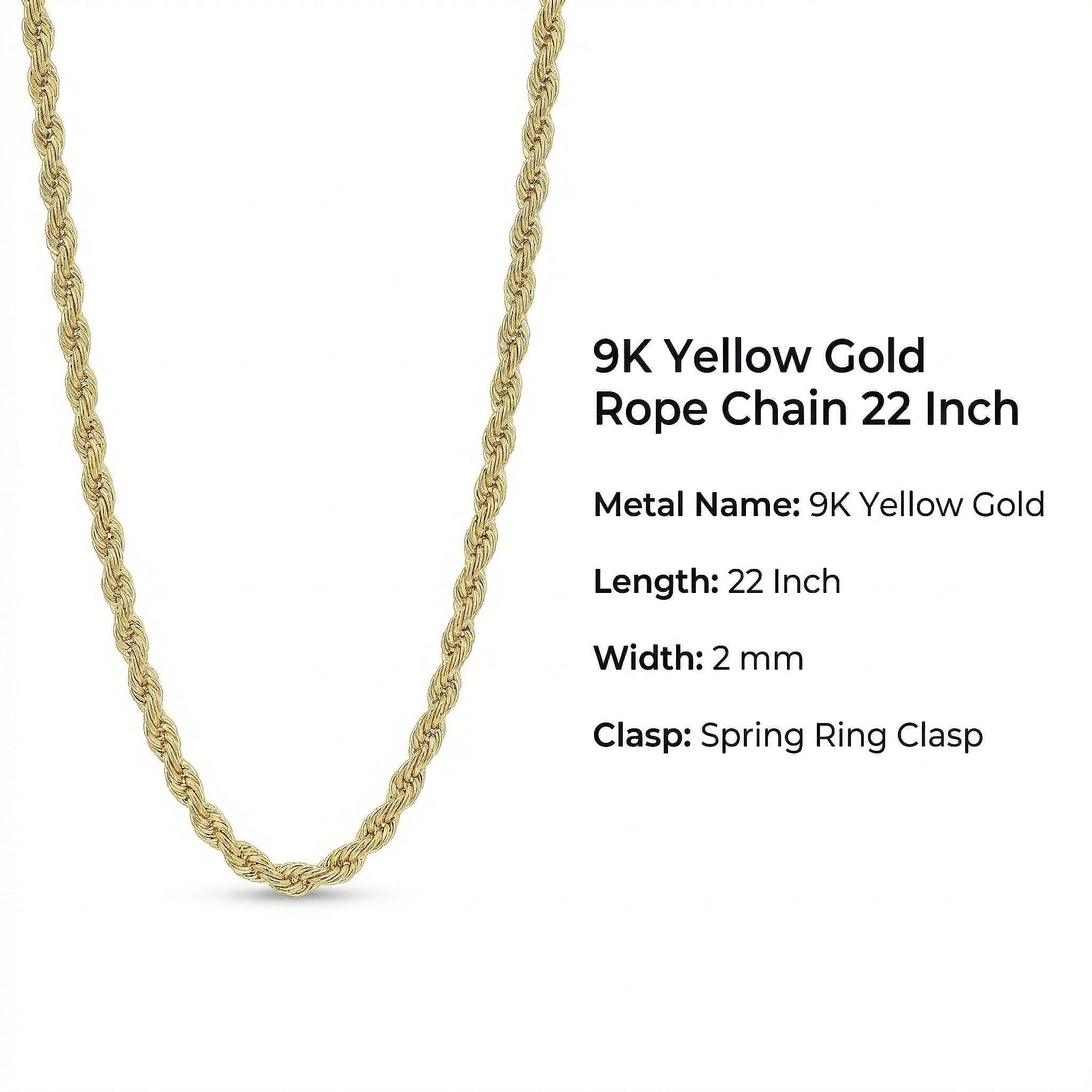 9K Yellow Gold  Chain (Size - 22),  Gold Wt. 2.4 Gms