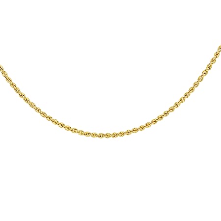 9K Yellow Gold 2 MM Rope Chain With Spring Ring Clasp 22 Inch Polished