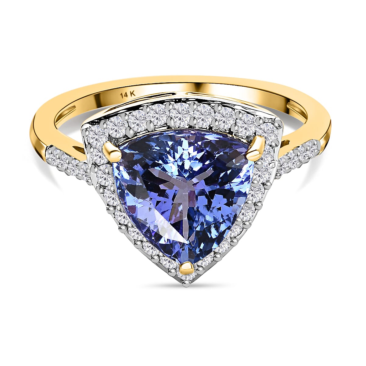 14K Yellow Gold AAA Tanzanite and Diamond Ring 3.01 Ct