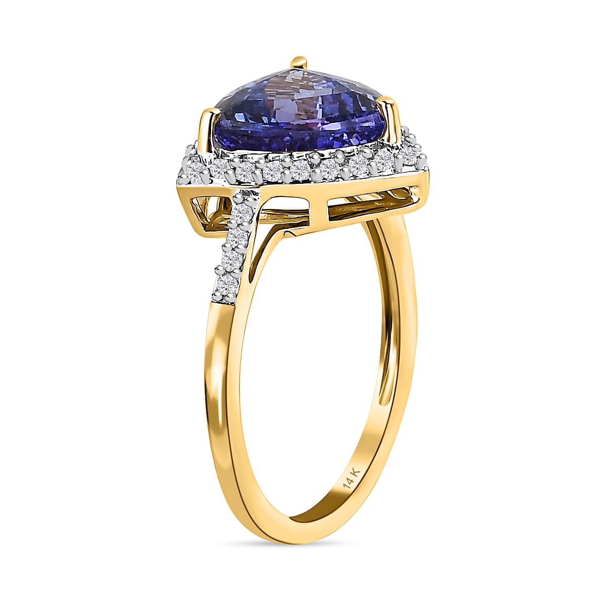 14K Yellow Gold AAA Tanzanite and Diamond Ring 3.01 Ct