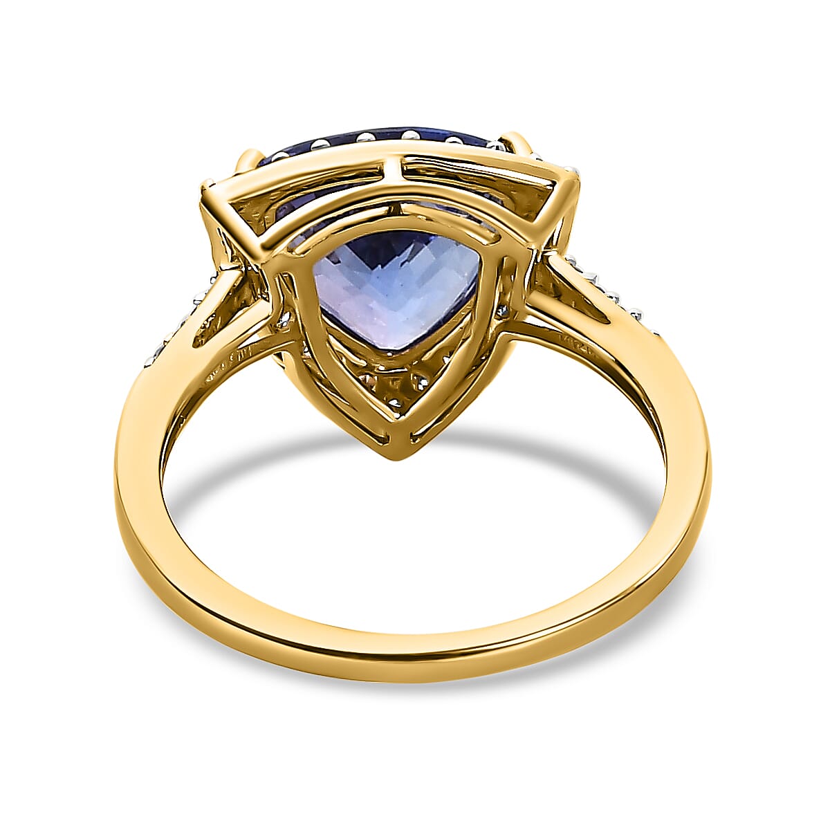 14K Yellow Gold AAA Tanzanite and Diamond Ring 3.01 Ct