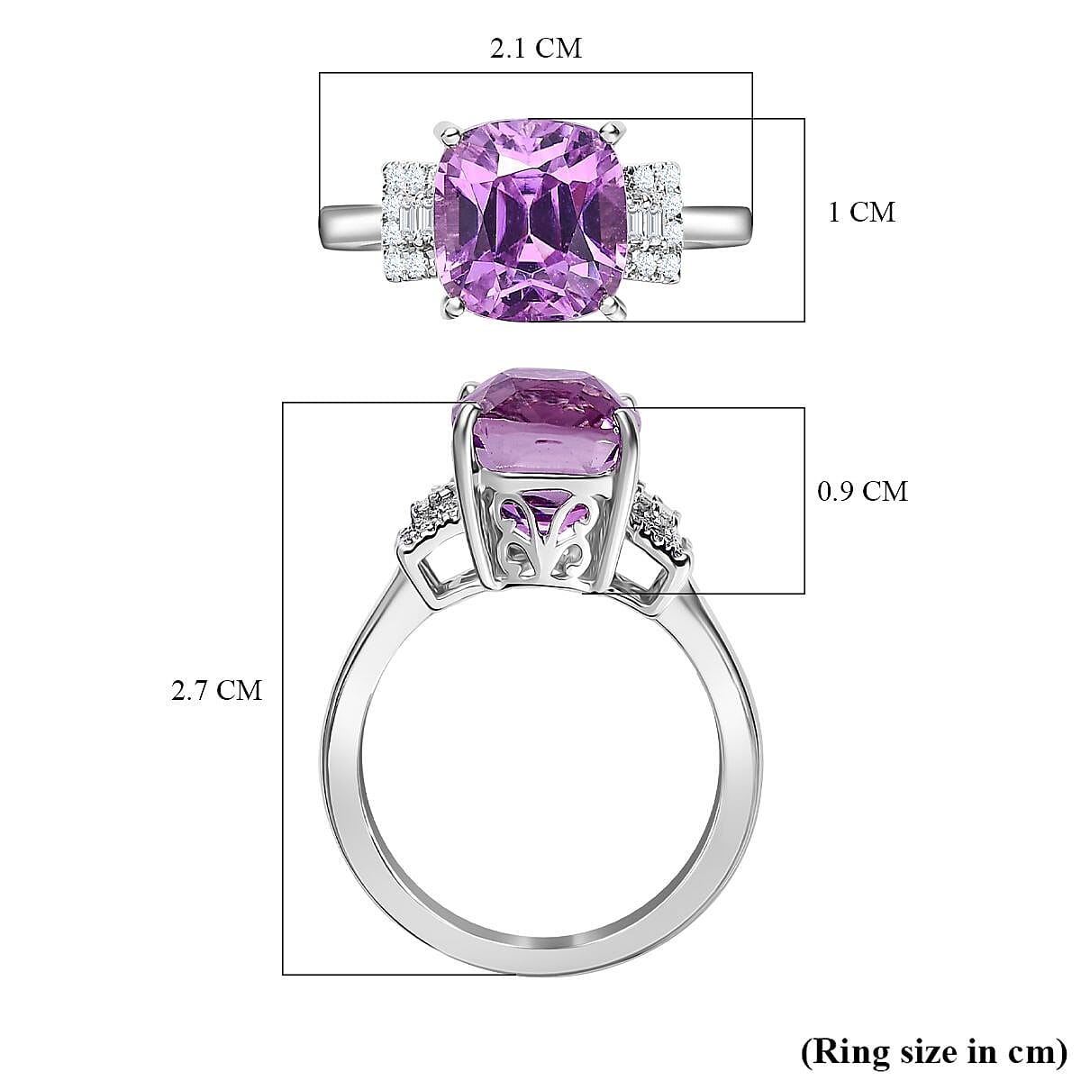950 Platinum AAAA Patroke Kunzite and Diamond (VS - EF) Ring 4.65 Ct, Platinum Wt. 5.00 GM