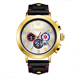 The Gamages Of London PRECISION Hand Assembled Automatic Movement White Dial 3 ATM Water Resistant Watch with Black Leather Bracelet