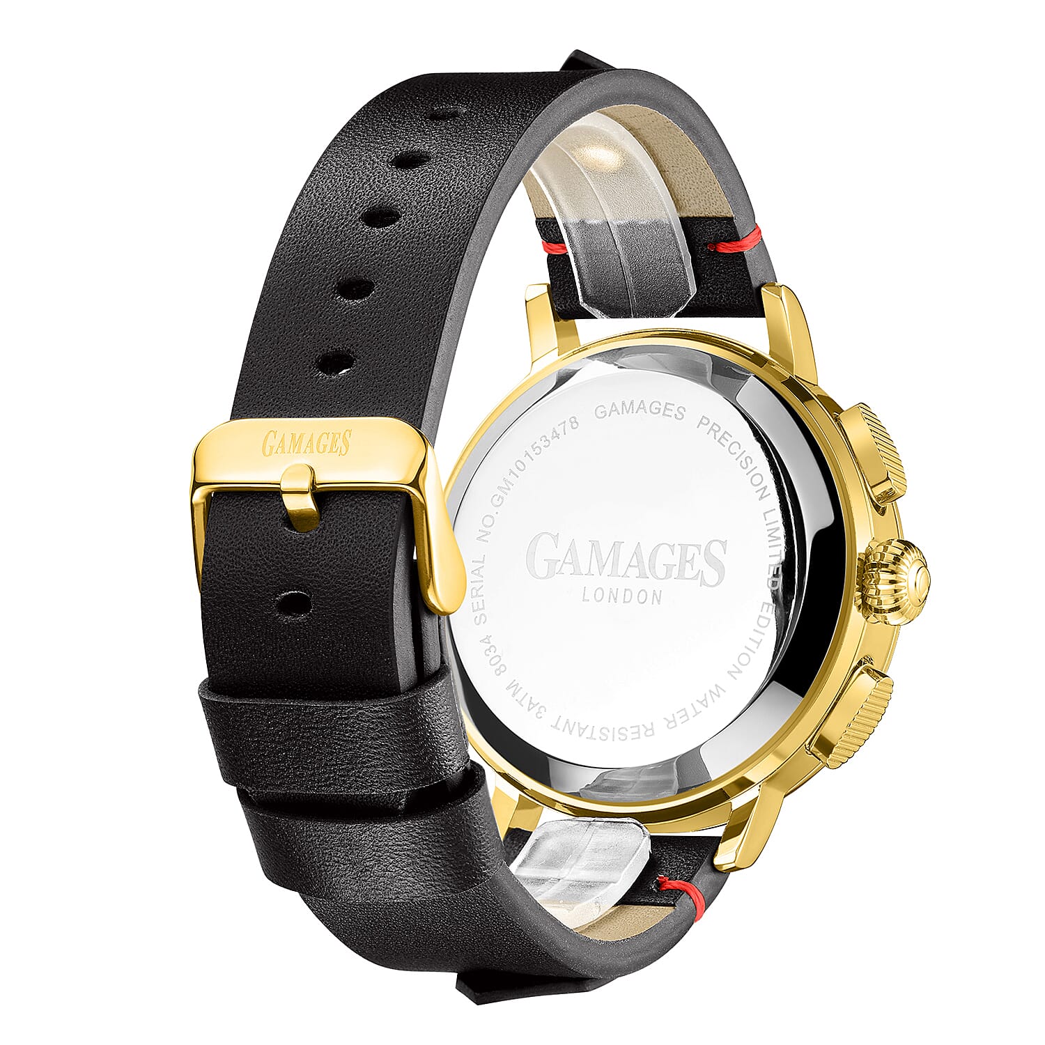 The Gamages Of London PRECISION Hand Assembled Automatic Movement White Dial 3 ATM Water Resistant Watch with Black Leather Bracelet