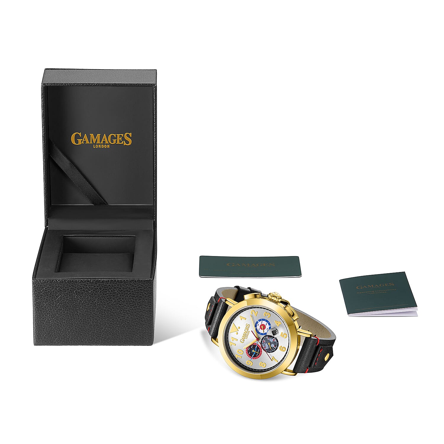 The Gamages Of London PRECISION Hand Assembled Automatic Movement White Dial 3 ATM Water Resistant Watch with Black Leather Bracelet