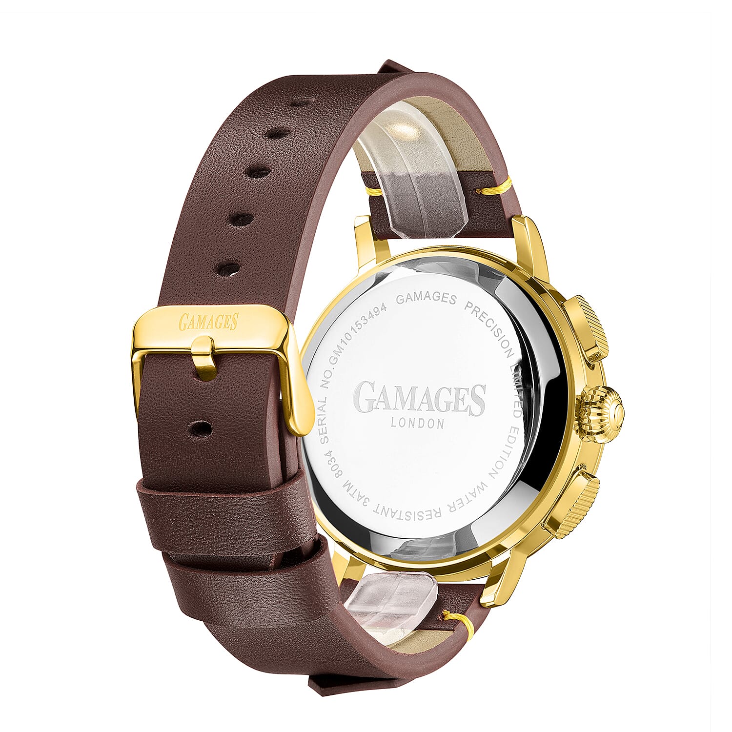 The Gamages Of London PRECISION Hand Assembled Automatic Movement Brown Dial 3 ATM Water Resistant Watch with Brown Leather Bracelet