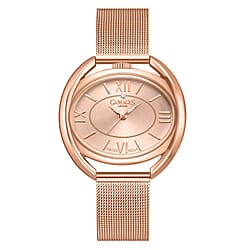 The Gamages Of London Ringlet Diamond Swiss Quartz Movement Rose Dial Water Resistant Watch with Rose Gold Milanese Bracelet