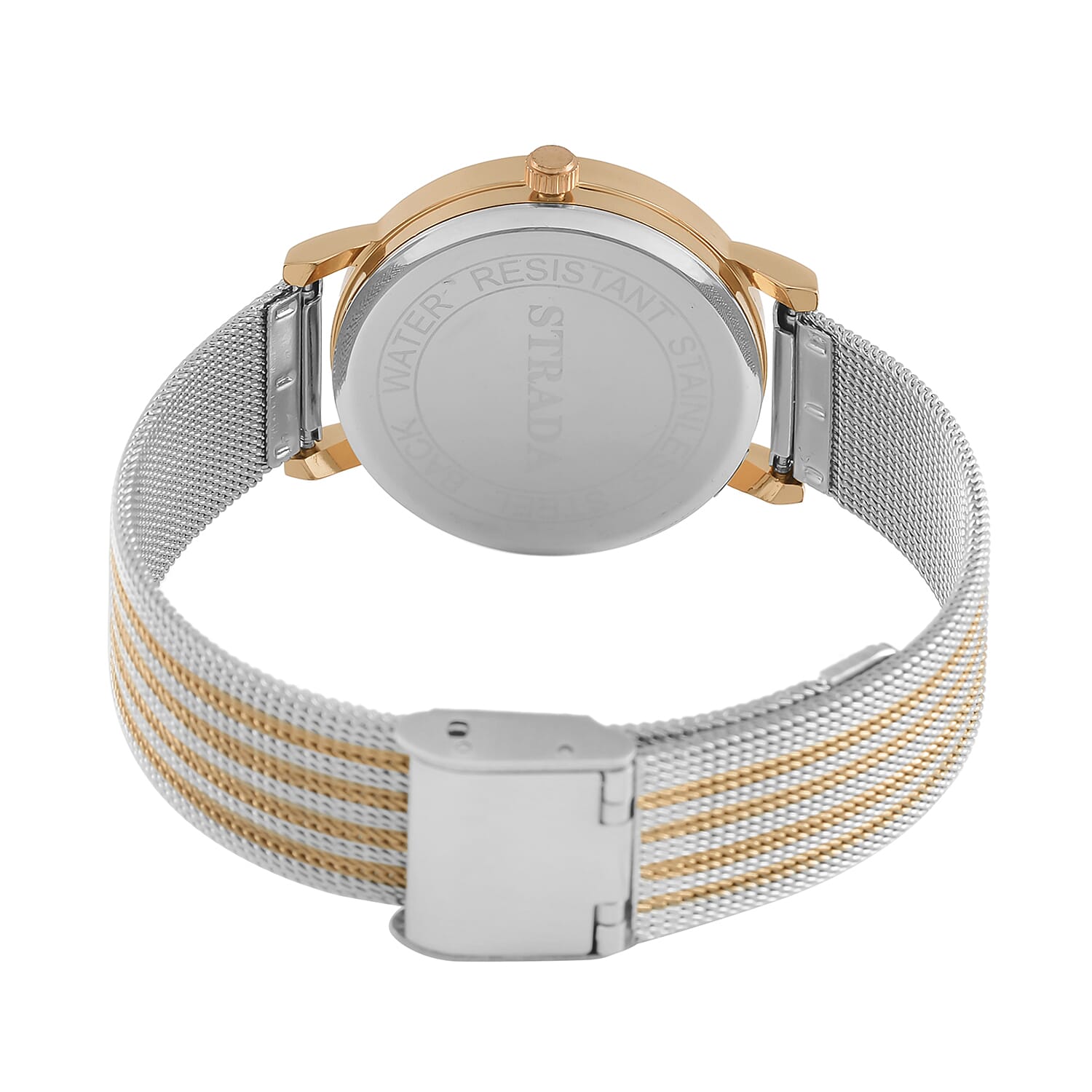 STRADA Japanese Movt.Tree of Life Dial Water Resistant Watch in Gold Tone with Stainless Steel Mesh Strap
