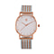 STRADA Japanese Movement White Dial Water Resistant Watch in Rose Gold Tone with Stainless Steel Mesh Strap