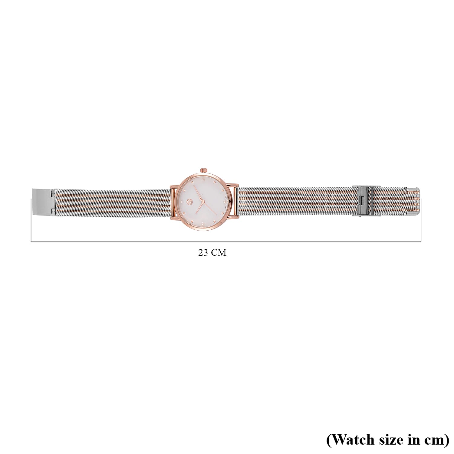 STRADA Japanese Movement White Dial Water Resistant Watch in Rose Gold Tone with Stainless Steel Mesh Strap