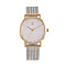 STRADA Japanese Movement White Dial Water Resistant Watch in Rose Gold Tone with Stainless Steel Mesh Strap