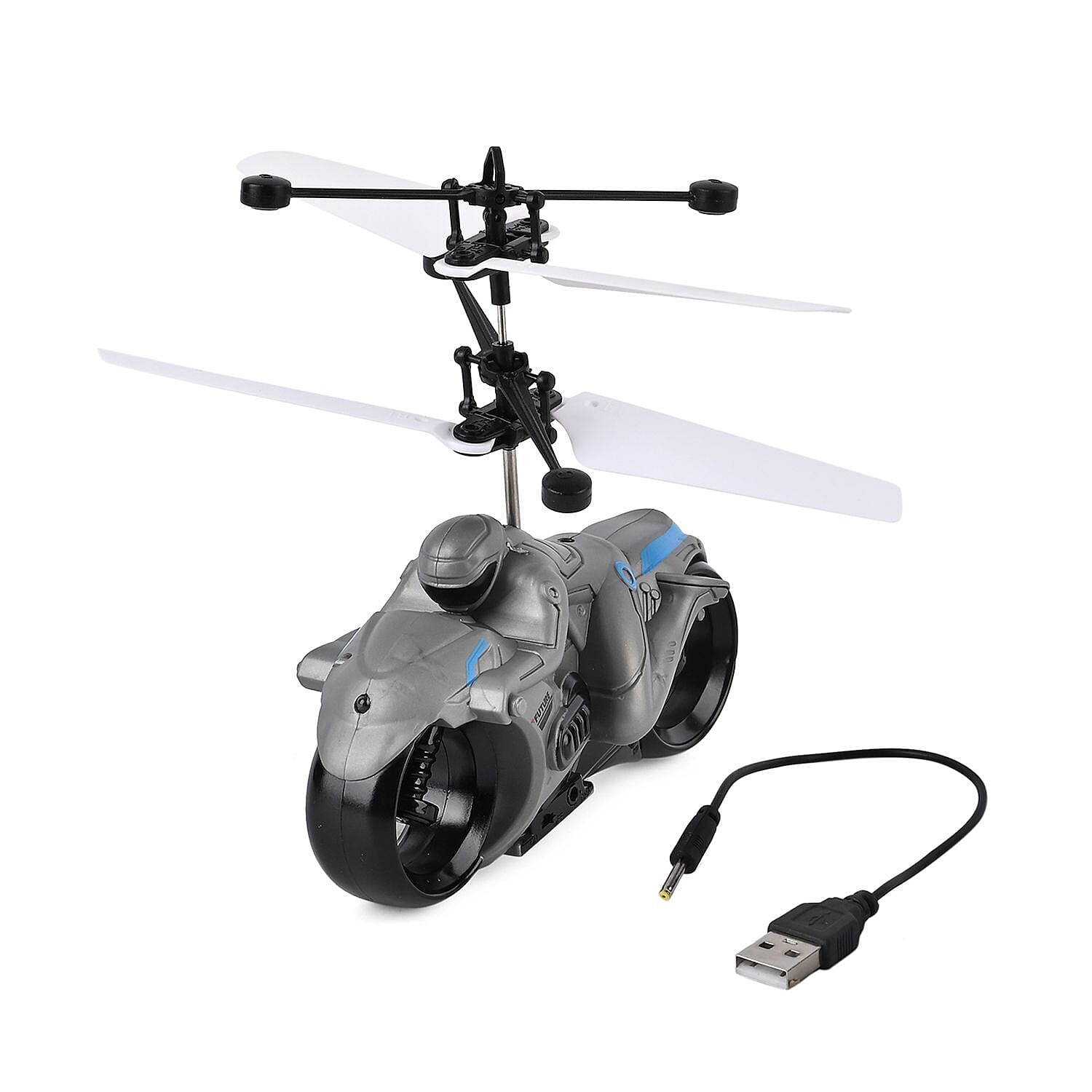 I -FLY Sensitive Flying Motorbike With USB Cable - Colourful LED Light (3.7v75Mah Battery) - Grey